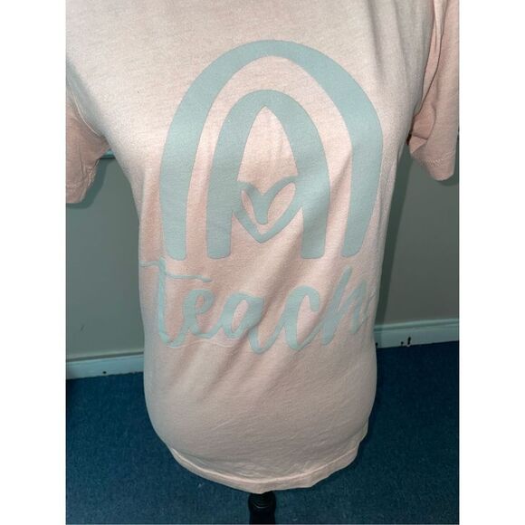 Teacher Rainbow Short Sleeve Bella + Canvas- Light Pink - Picture 2 of 5